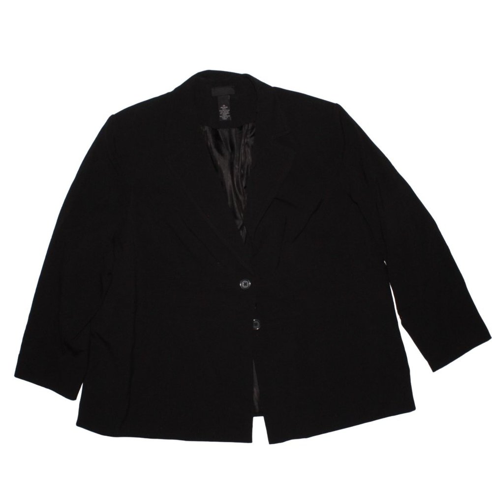 Maggie Barnes Plus Size 2X 22/24W Black 3 Button Notched Collar Blazer Jacket